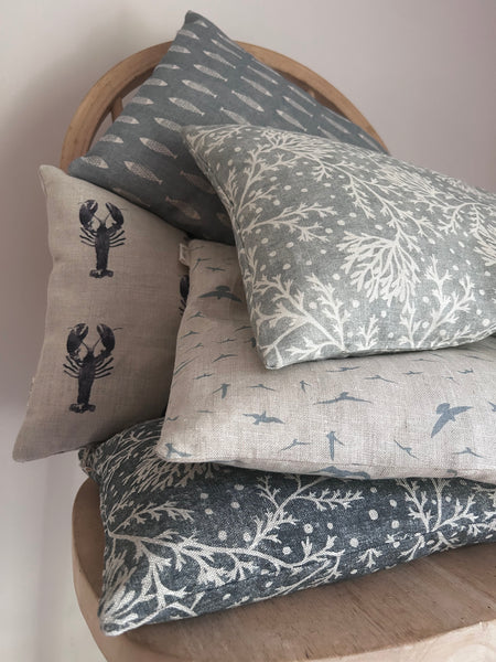 Fidra Pillow - Rain Blotch on Ivory