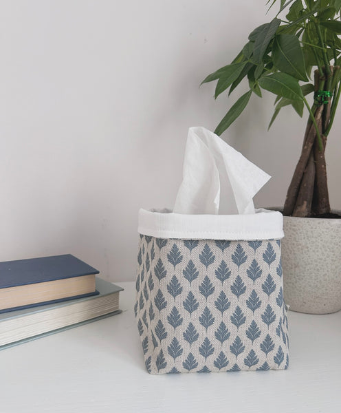 Fabric Pot ~ Chervil, Villandry Blue on Stone