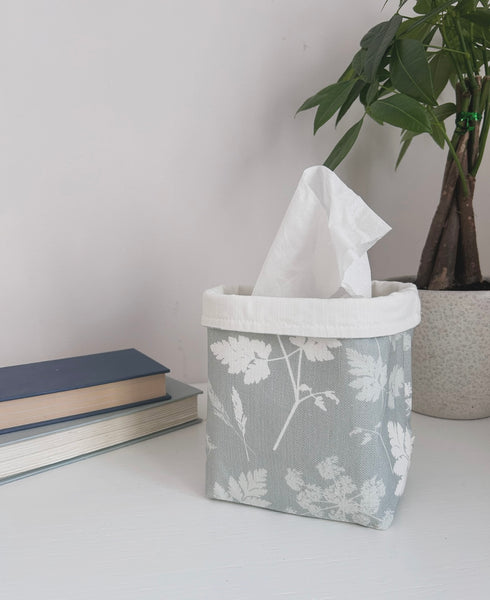 Fabric Pot ~ Cow Parsley Soft Teal