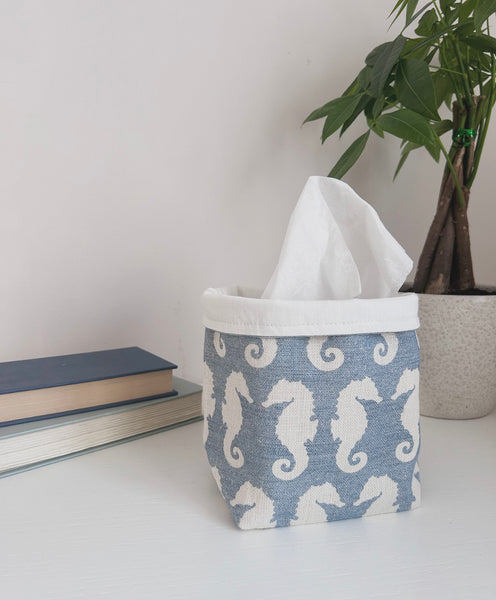Fabric Pot ~ Seahorse Amalfi Blue