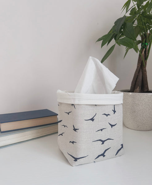 Fabric Pot ~ Seagulls Navy