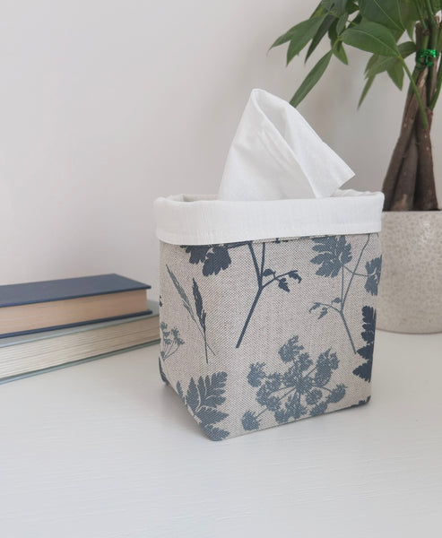 Fabric Pot ~ Cow Parsley Bute & Villandry Blue