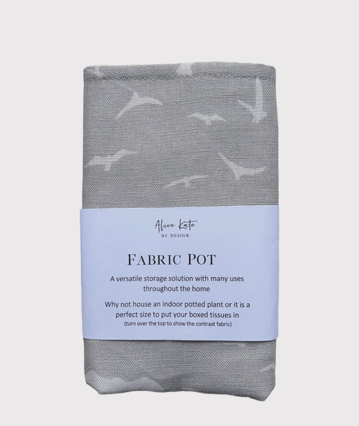 Fabric Pot ~ Seagulls Gustavian gray