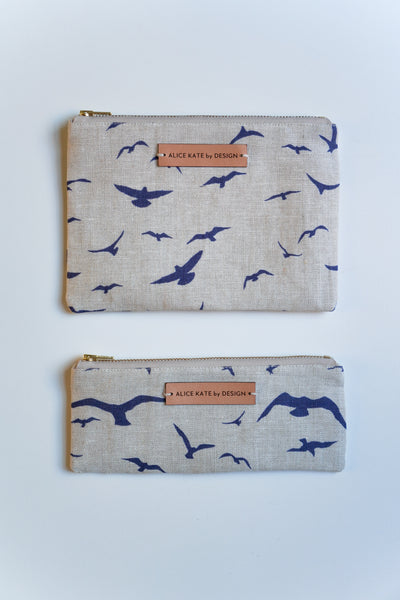 Seagull Navy on Stone Zipper Pouch