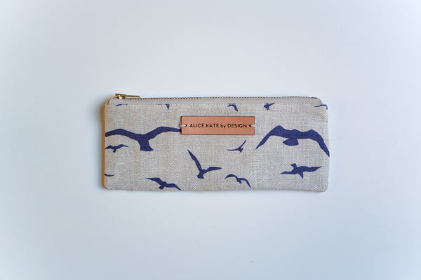 Seagull Navy on Stone Zipper Pouch