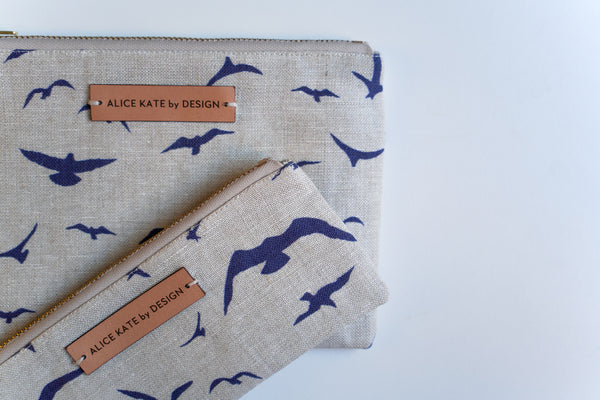 Seagull Navy on Stone Zipper Pouch