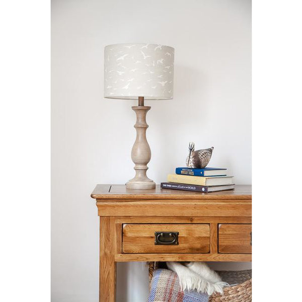 Peony & Sage Seagull Linen Lampshade - Ivory Seagulls on a Gustavian Grey background