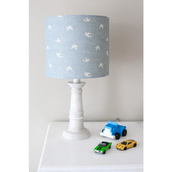 Olive & Daisy Skylarks Linen Lampshade - Cream Skylarks on a Powder Blue Background