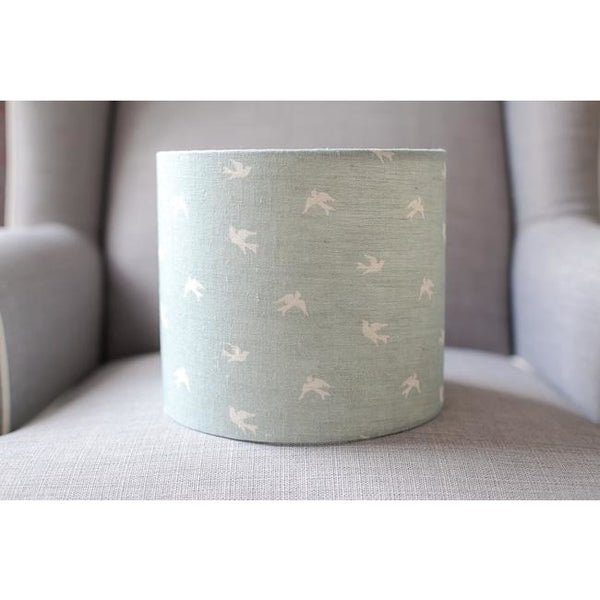 Olive & Daisy Skylarks Linen Lampshade - Cream Skylarks on a Powder Blue Background