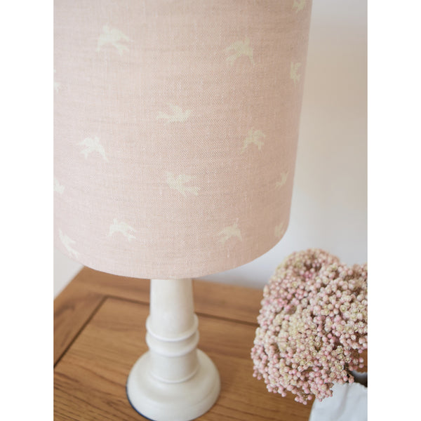 Olive & Daisy Skylarks Linen Lampshade - Cream Skylarks on a Rose Pink Background