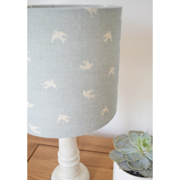 Olive & Daisy Skylarks Linen Lampshade - Cream Skylarks on a Powder Blue Background