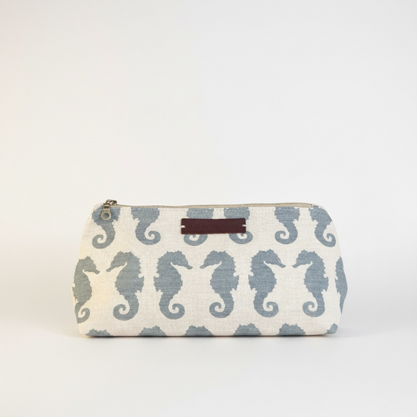 Washbag - Seahorse Almalfi Blue on Cream