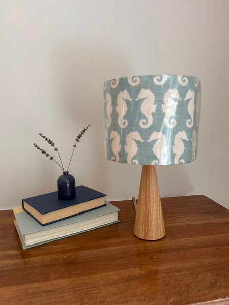 Seahorse ~ Ivory on Soft Teal Shade + Base