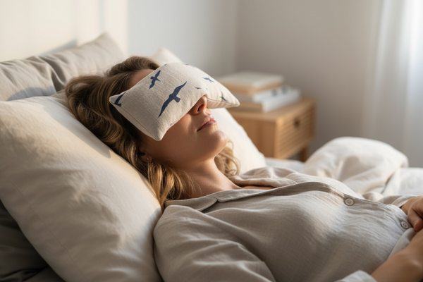 Eye Pillow Seagull - Navy on Stone