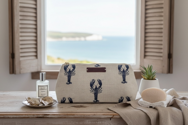 Washbag - Blue Lobster on Stone