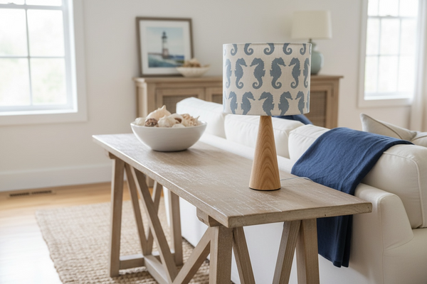 Shade + Base - Seahorse, Amalfi Blue on Ivory