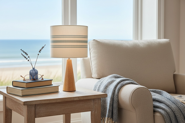 Shade + Base - Stripe, Aqua on White