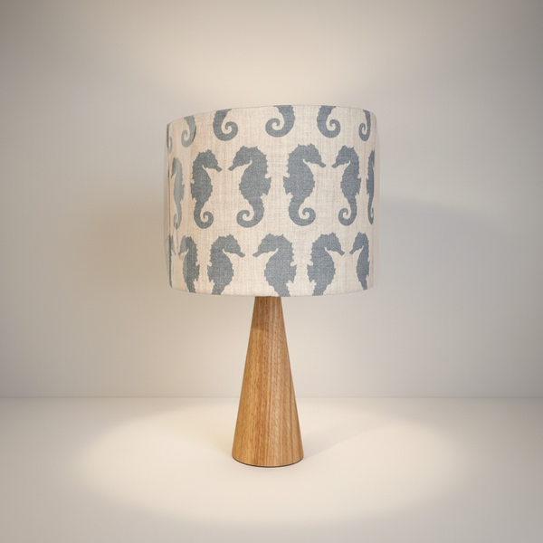 Seahorse ~ Amalfi Blue on Ivory Shade + Base