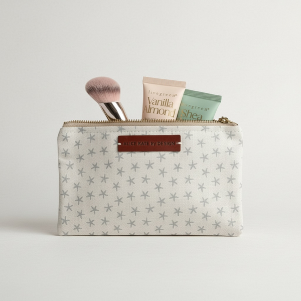 Starfish, Old Blue on Ivory Zipper Pouch