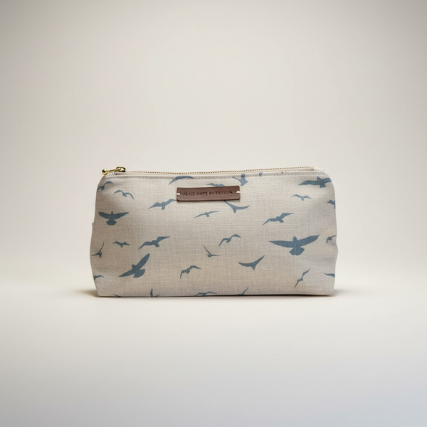 Washbag - Seagulls Old Blue on Stone