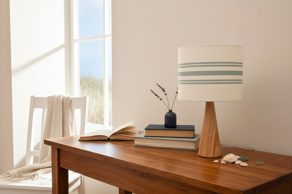 Shade + Base - Stripe, Aqua on White