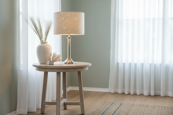 Lampshade Only - Peony & Sage Ivory Seagulls on a Gustavian Grey background