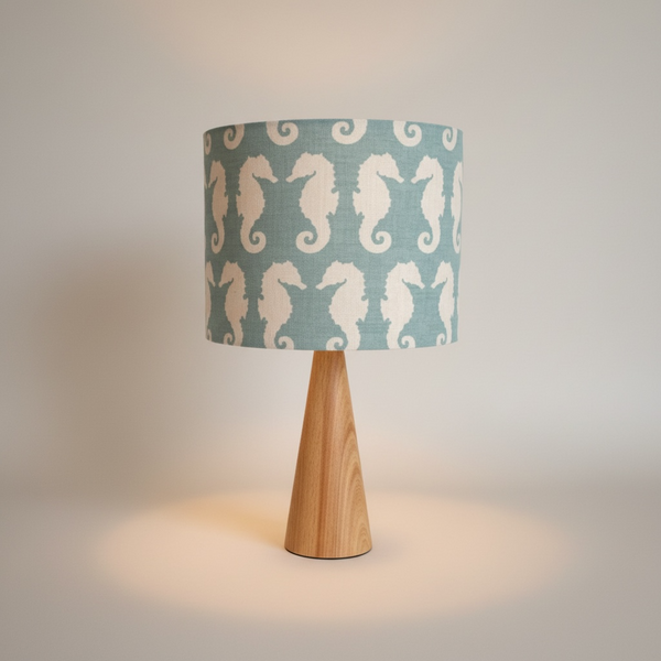 Seahorse ~ Ivory on Soft Teal Shade + Base