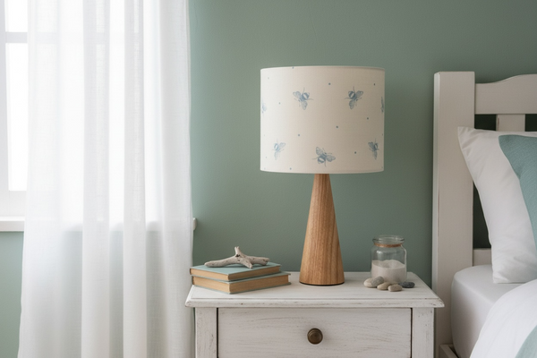 Shade + Base - Busy Bees, Blue on Ivory