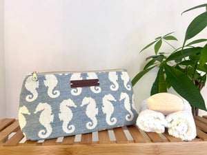 Washbag - Seahorse Cream on Almalfi Blue