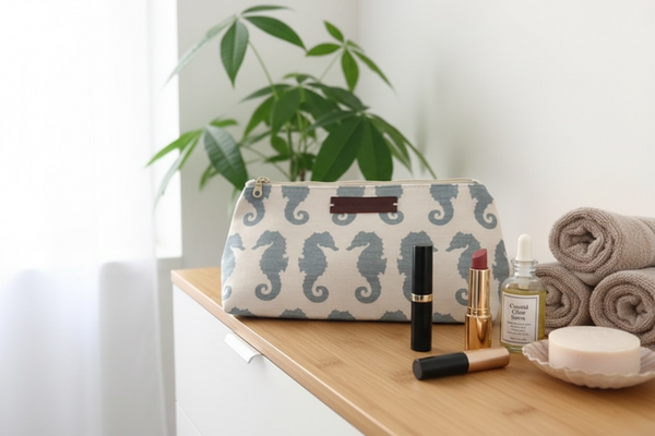 Washbag - Seahorse Almalfi Blue on Cream