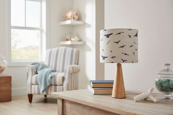 Shade + Base - Seagull, Navy on Stone