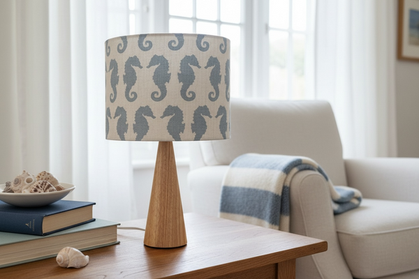 Shade + Base - Seahorse, Amalfi Blue on Ivory