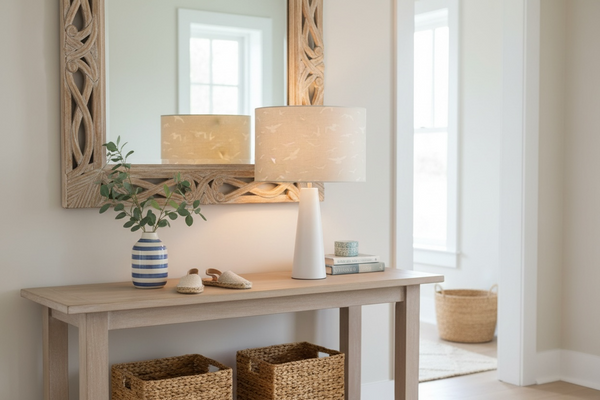 Lampshade Only - Peony & Sage Ivory Seagulls on a Gustavian Grey background