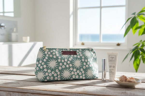 Washbag - Sundance Amalfi Blue and Rust on Stone