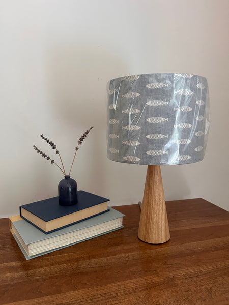 Shade + Base - Fish, Weathered Blue on Ivory