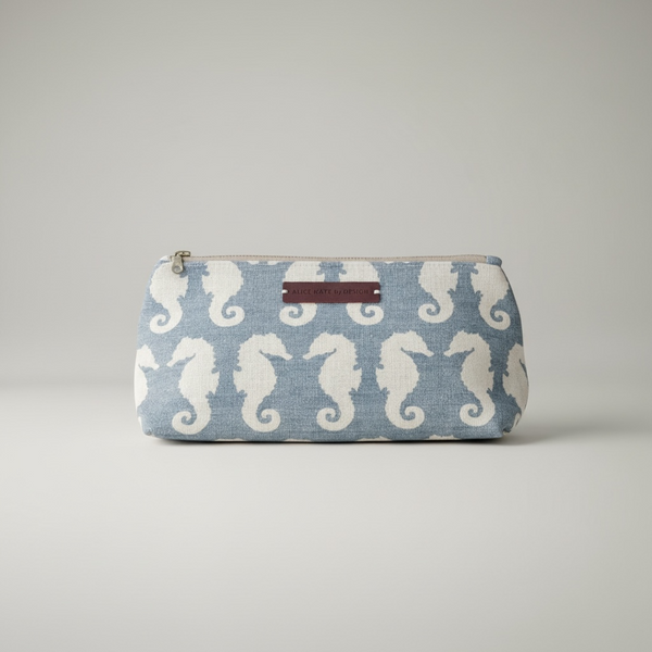 Washbag - Seahorse Cream on Almalfi Blue