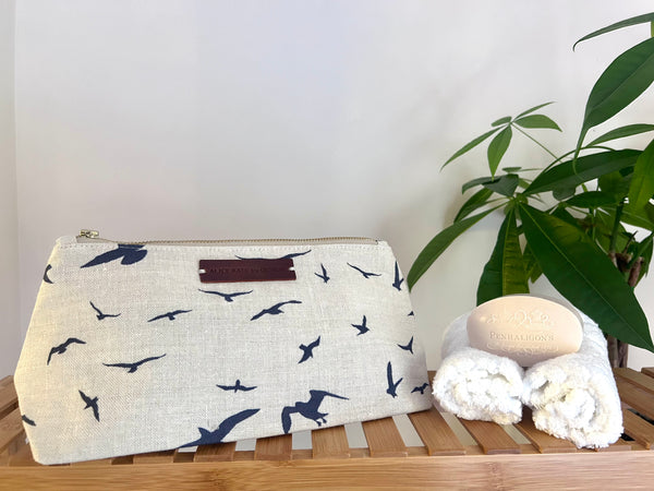 Washbag - Seagulls Old Blue on Stone