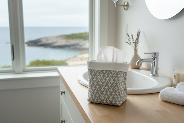 Fabric Pot ~ Veja Rain Blotch on New White