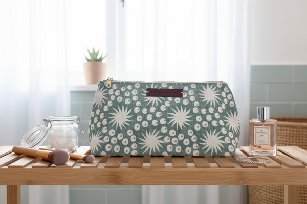 Washbag - Sundance Amalfi Blue and Rust on Stone