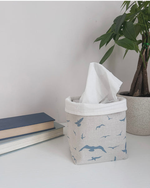 Fabric Pot ~ Seagulls Old Blue