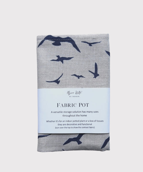 Fabric Pot ~ Seagulls Navy