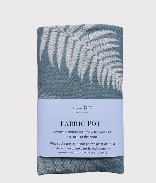 Fabric Pot ~ Ferns in Soft Teal