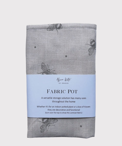 Fabric Pot ~ Busy Bees Mink Grey