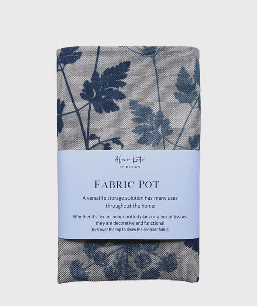 Fabric Pot ~ Cow Parsley Bute & Villandry Blue