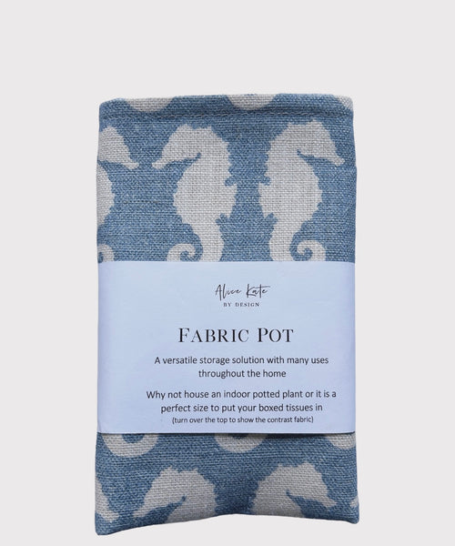 Fabric Pot ~ Seahorse Amalfi Blue