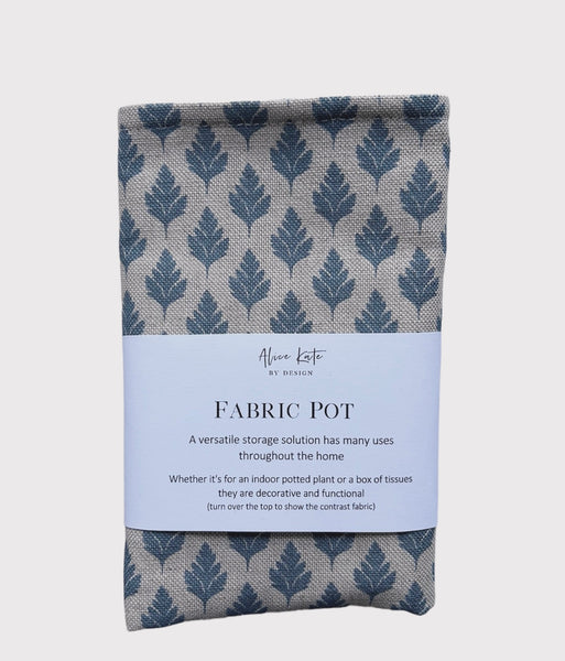 Fabric Pot ~ Chervil, Villandry Blue on Stone