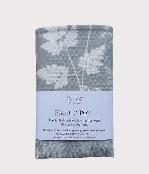 Fabric Pot ~ Cow Parsley Soft Teal