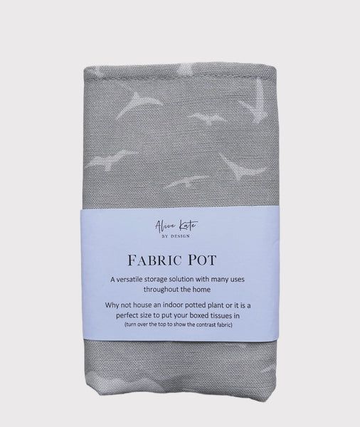 Fabric Pot ~ Seagulls Gustavian gray