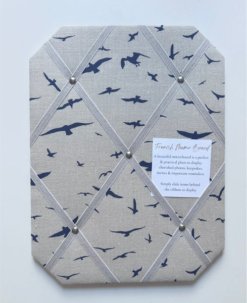 French Memo Board ~ Seagulls, Navy