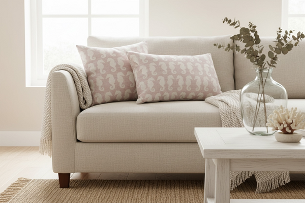 Seahorse - Cream on Pink